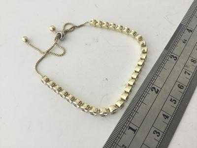 Gold tone rhinestone adjustable bracelet