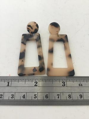 Animal print dangle rectangle earrings