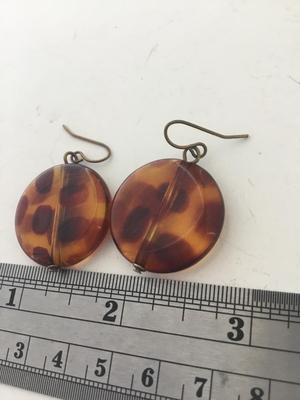 Animal print circle dangle earrings