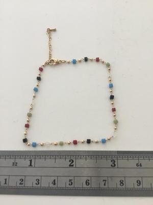 Colorful beaded gold tone bracelet