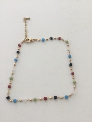Colorful beaded gold tone bracelet