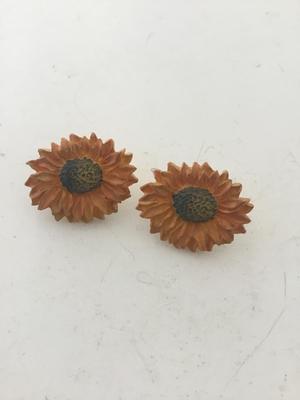 Yellow flower stud earrings