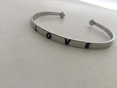 Love silver tone fashion cuff
