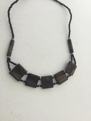 Black and brown beaded collar necklace