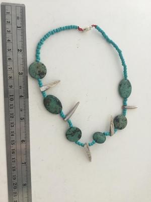 Vintage clasp blue unique collar necklace