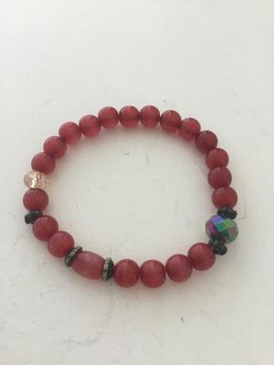 Red beaded stretchy fashion bracelet