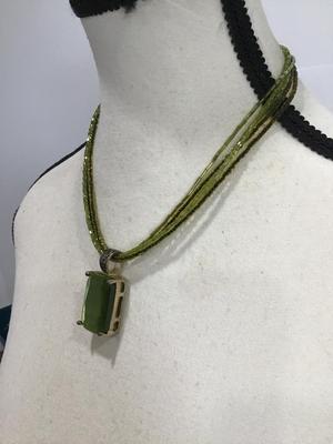 Green Glass Statement Necklace