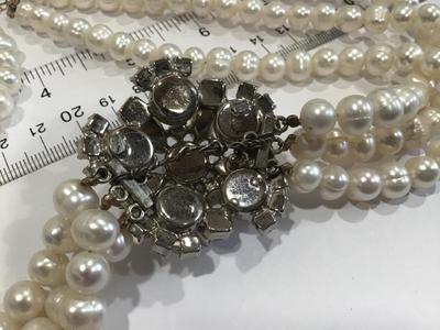 Beautiful Up cycled Necklace Pearl Rhinestone Vintage