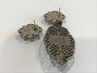 Vintage Brooch Earrings 1928 Set