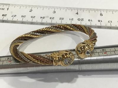 Beautiful Tri Color Crystal Bangle Cuff