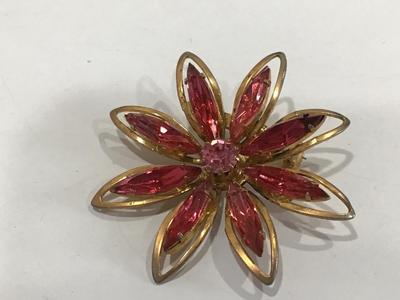 Pink Rhinestone Brooch Vintage