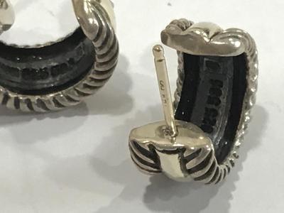 14 k- 585/925 Earrings Authentic David Yurman Cable Huggie Hoop