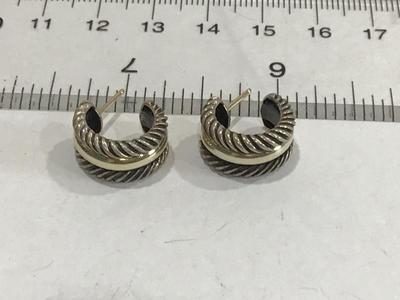 14 k- 585/925 Earrings Authentic David Yurman Cable Huggie Hoop