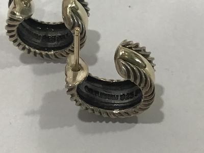 14 k- 585/925 Earrings Authentic David Yurman Cable Huggie Hoop