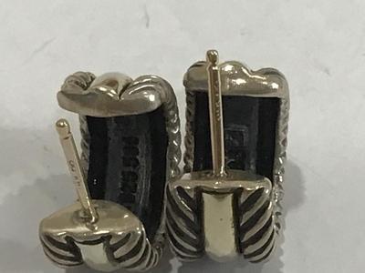 14 k- 585/925 Earrings Authentic David Yurman Cable Huggie Hoop