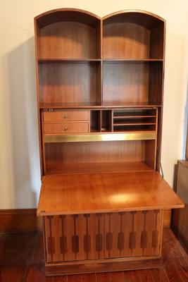 ROMWEBER Rosewood Two Piece Secretary Desk & Bookshelf