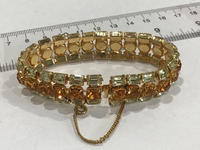 Gorgeous Rhinestone Locking Vintage Bracelet