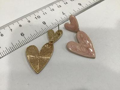 Pink Enamel Double Heart Earrings