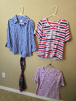 D&Co and Americana Tops – Size Medium – Lot of 3 Tops + Scarf