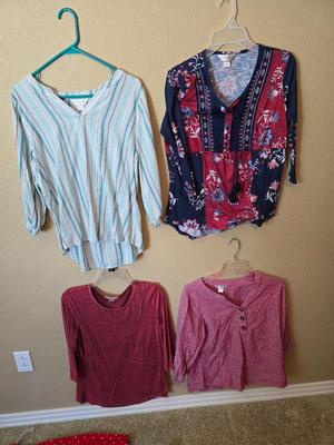 Christopher & Banks Long Sleeve Top Lot – Size Medium – Boho & Casual Styles (4 pcs)