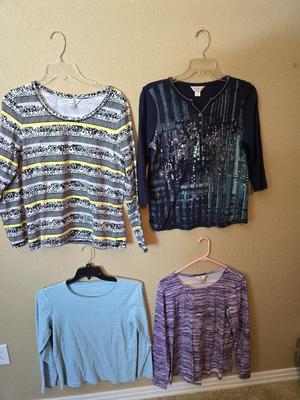 4 Christopher & Banks Women’s Tops – Size Medium – Striped & Abstract Patterns