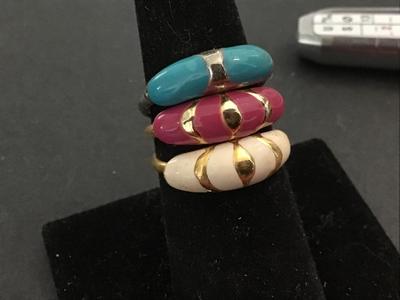Lot of Enamel Rings Size 7