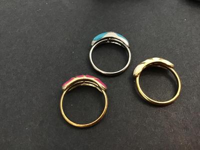 Lot of Enamel Rings Size 7