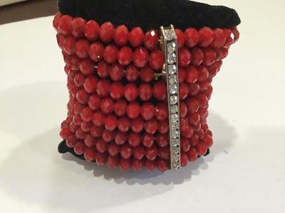 Wide Glass Beaded Bracelet