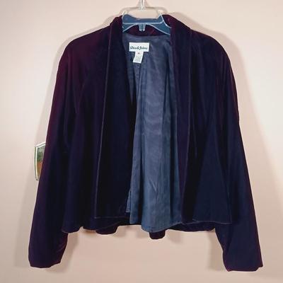 LOT 163L: Dave & Johnny Red Velvet Jacket with D'avis Black Velvet Cropped Jacket & Black Velvet Opera Coat with Red Collar