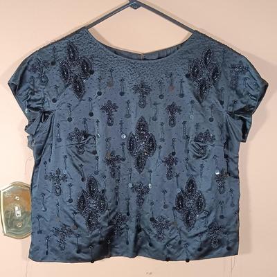 LOT 168L: Dana Bachman Lace Dress Sz Large, Esther Pomerantz Beaded Top & Lace Top Dress
