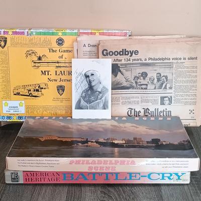 LOT 173L: Signed Photograph of Sally Starr, Mt Laurel Board Game 1989, Philadelphia Board Game 1980 & More