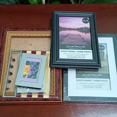 LOT 178L: Wood Side Table with Large Collection of Picture Frames