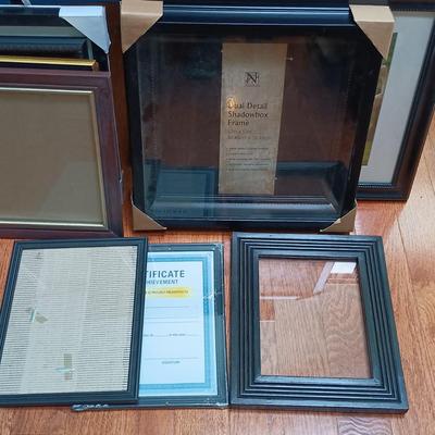 LOT 178L: Wood Side Table with Large Collection of Picture Frames