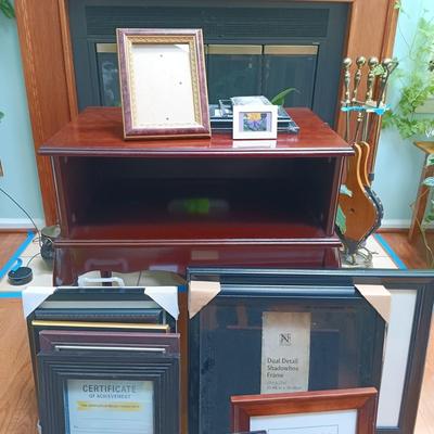 LOT 178L: Wood Side Table with Large Collection of Picture Frames
