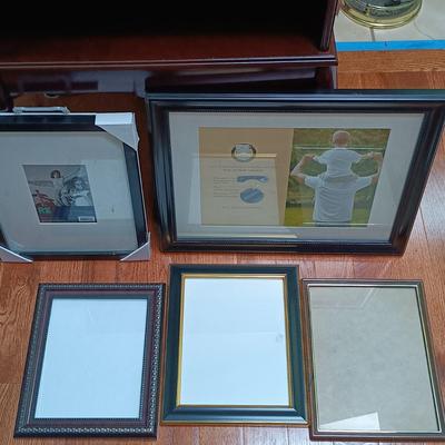 LOT 178L: Wood Side Table with Large Collection of Picture Frames