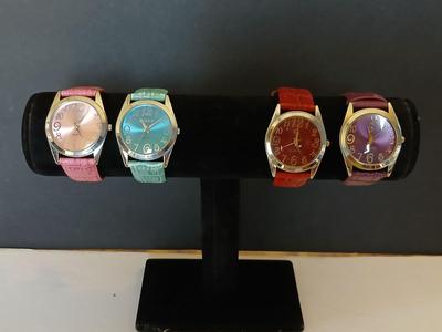 "Gossip" Brand Quartz Fashion Watches – Pink, Teal, Red & Purple Croc-Style Bands