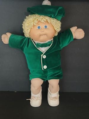 Vintage 1985 Cabbage Patch Kid Boy – Coleco – Original Velvet Outfit, Blonde Yarn Hair