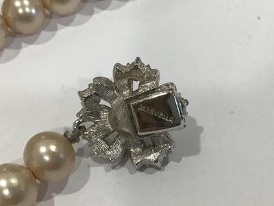 Beautiful Vintage Marvella Faux Pearl Rhinestone Necklace. In Beautiful Vintage Display Case