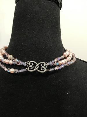 Beautiful multi strand Heart clasp necklace