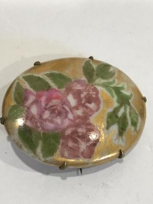 Antique Hand painted Brooch
