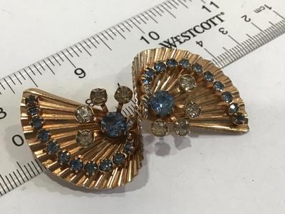 1950 Double Fan Brooch or Pendant Beatiful Rhinestone