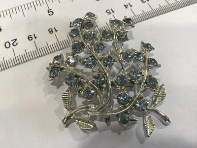Large Rhinestones Blue Brooch