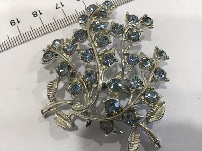 Large Rhinestones Blue Brooch