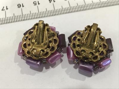 Vintage Purple Japan clip on earrings