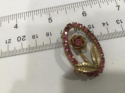 Pink Mesh Rhinestone Brooch Vintage
