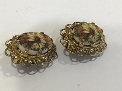 West Germany Sugar Bead Clip on Earrings