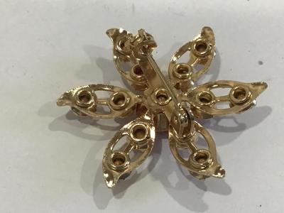 Red Stone Gold Tone Brooch