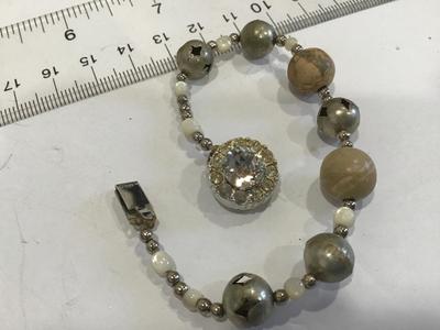 Vintage Bracelet Metal and Rhinestone