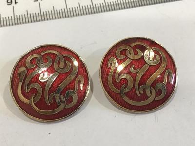 Red and Gold Clip on Earrings