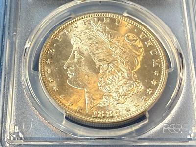 PCGS CERTIFIED 1882-S MS64 GRADED MORGAN SILVER DOLLAR AS PICTURED. (COIN #8124).